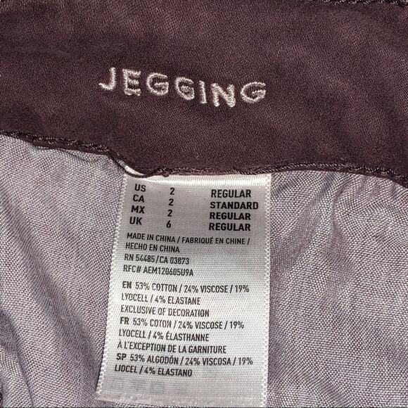 American Eagle Jegging Jeans Purple Brown Sateen Super Stretch Low Rise Size 2 - Picture 7 of 10